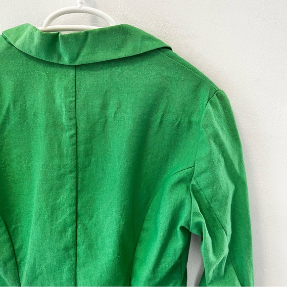 Green Blazer by Nana Fashion Striped Rolled Up Sleeves Faux Pockets Springwear - Picture 10 of 11